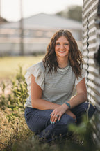 Striped Contrast Ruffle Detail Sleeveless Top - Cowhide and Conchos