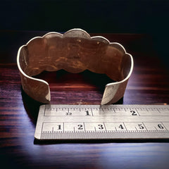 Suncup Blue Kingman Turquoise Hand Stamped Cuff - Cowhide and Conchos