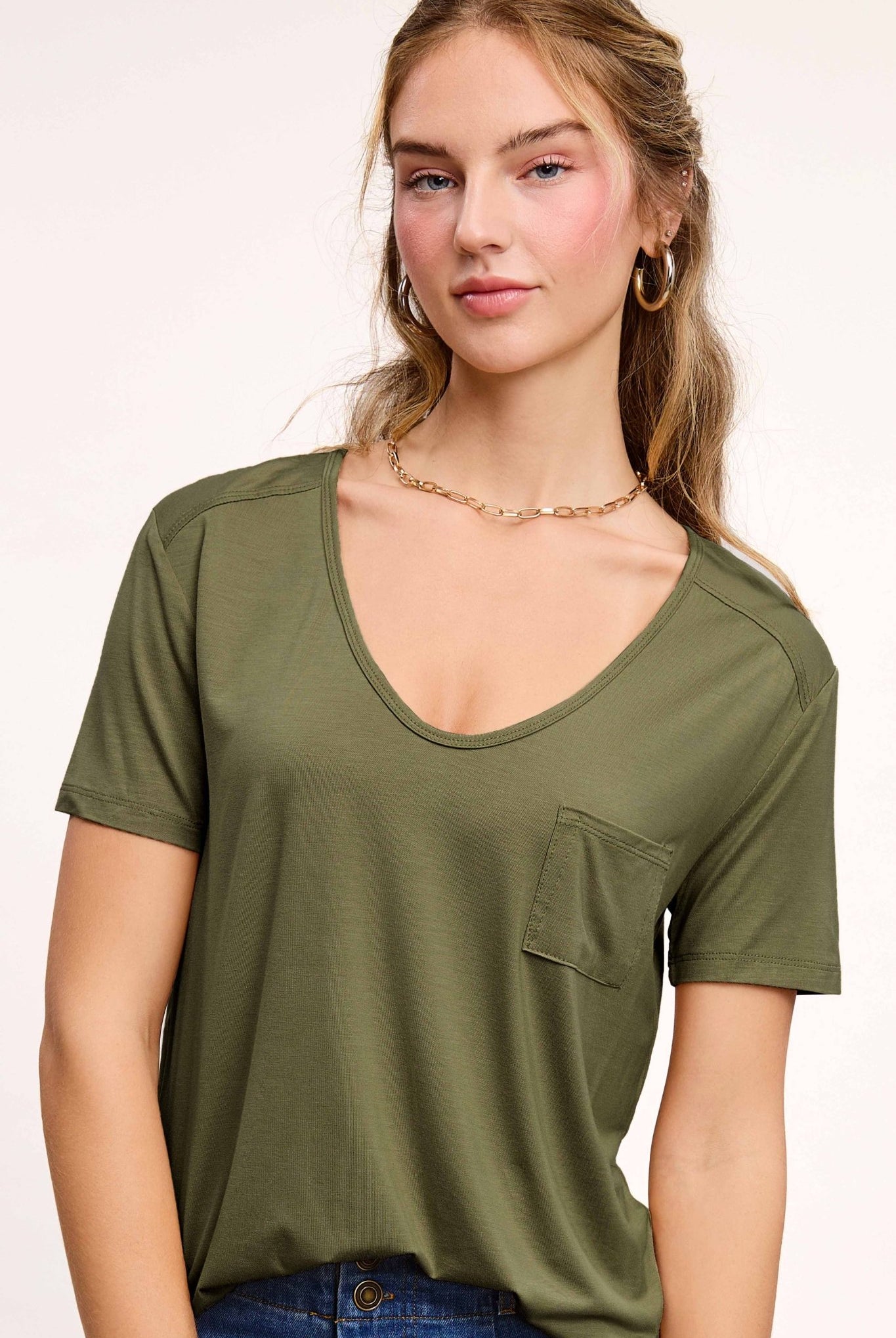 Super Soft Pocket Basic Tee - Marsala, Olive, Ginger, Black and Off White - Cowhide and Conchos