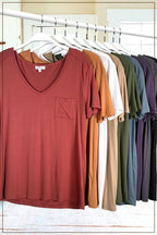 Super Soft Pocket Basic Tee - Marsala, Olive, Ginger, Black and Off White - Cowhide and Conchos