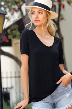 Super Soft Pocket Basic Tee - Marsala, Olive, Ginger, Black and Off White - Cowhide and Conchos