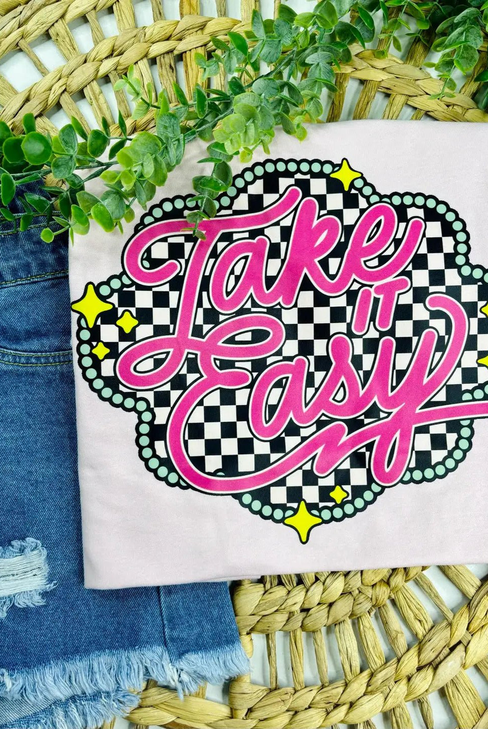 Take It Easy T-Shirt - Cowhide and Conchos