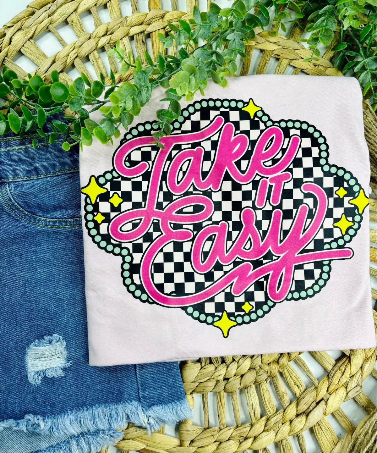 Take It Easy T-Shirt - Cowhide and Conchos