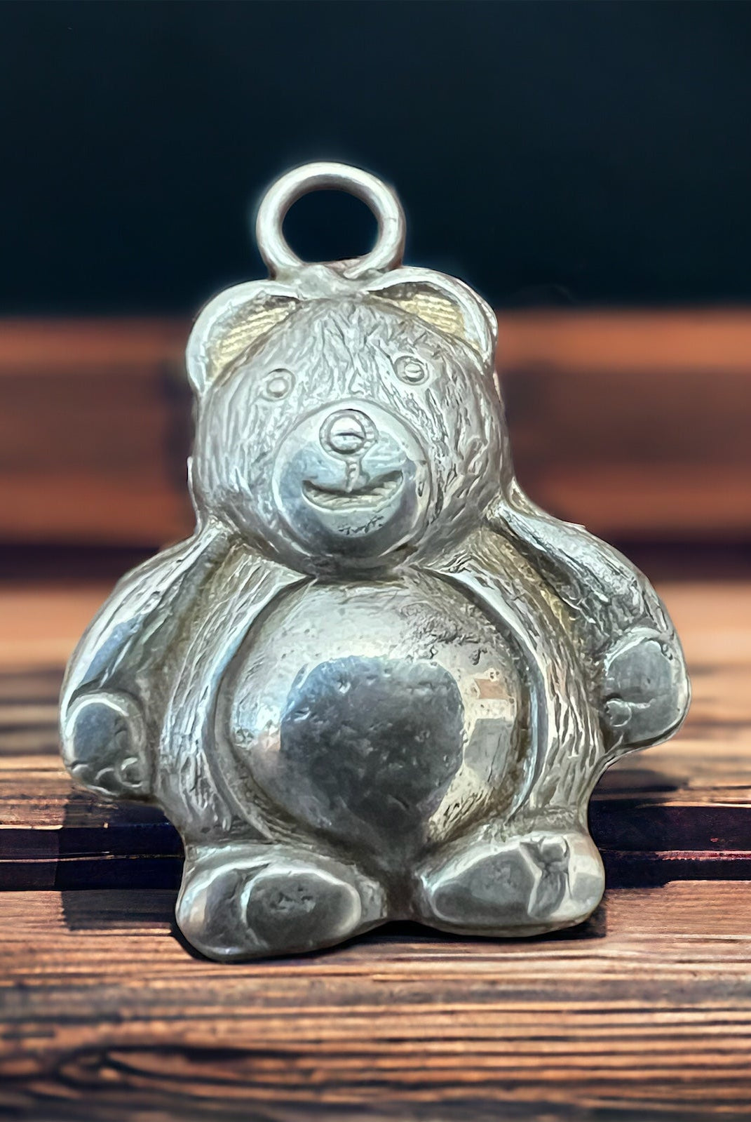 Teddy bear charm/pendant - Cowhide and Conchos