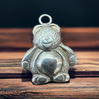 Teddy bear charm/pendant - Cowhide and Conchos
