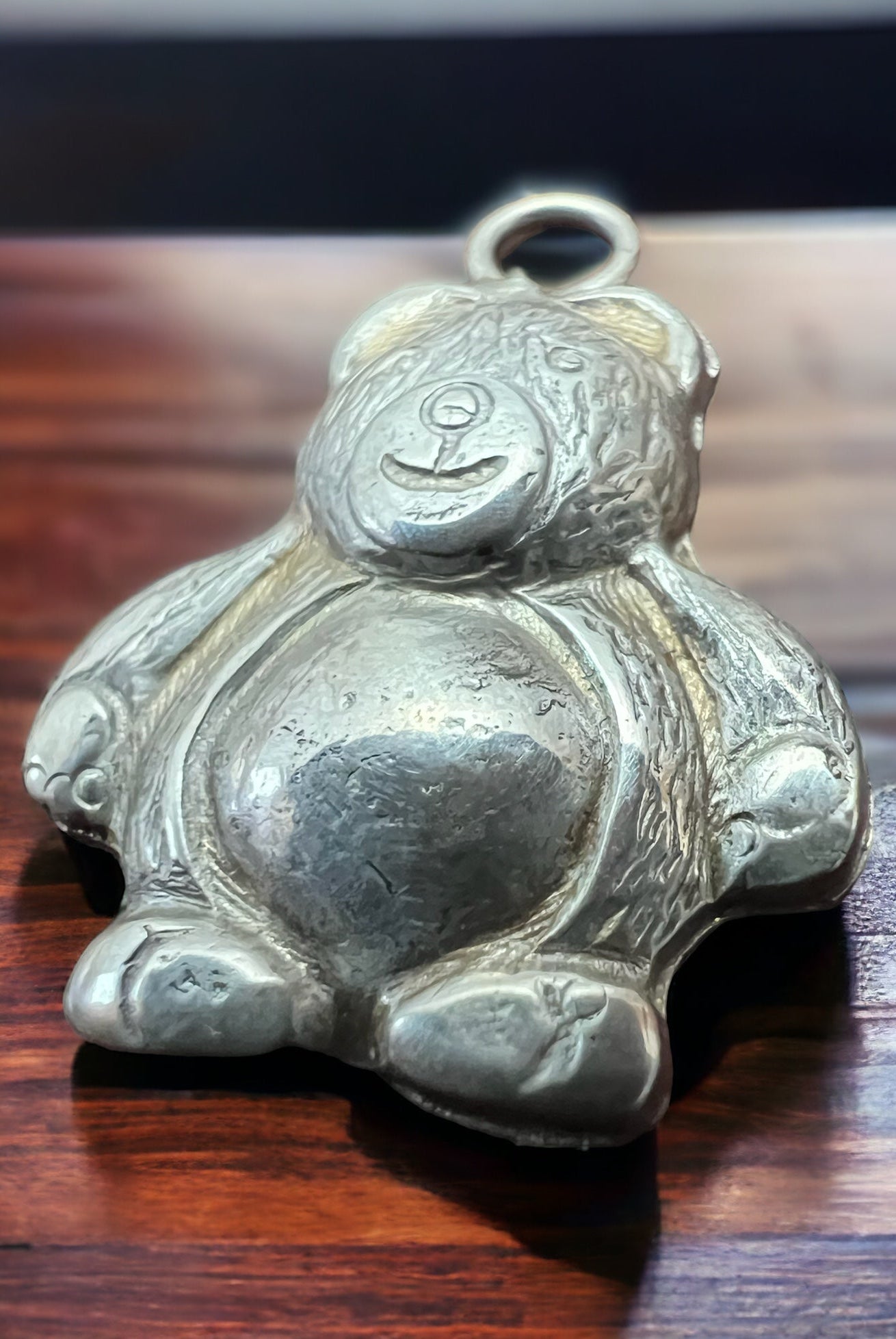 Teddy bear charm/pendant - Cowhide and Conchos