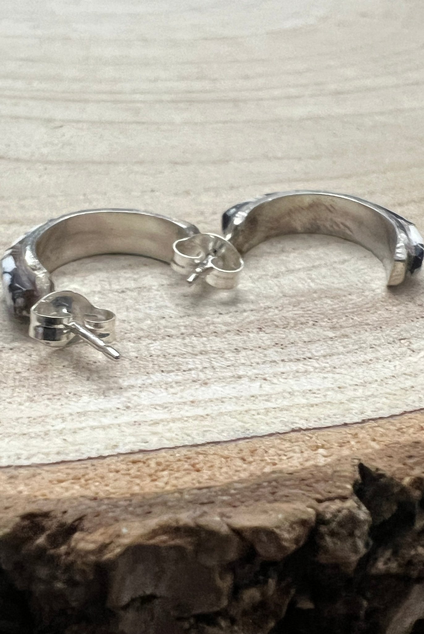 Terrance Panteah White Buffalo & Sterling Silver Earrings - Cowhide and Conchos