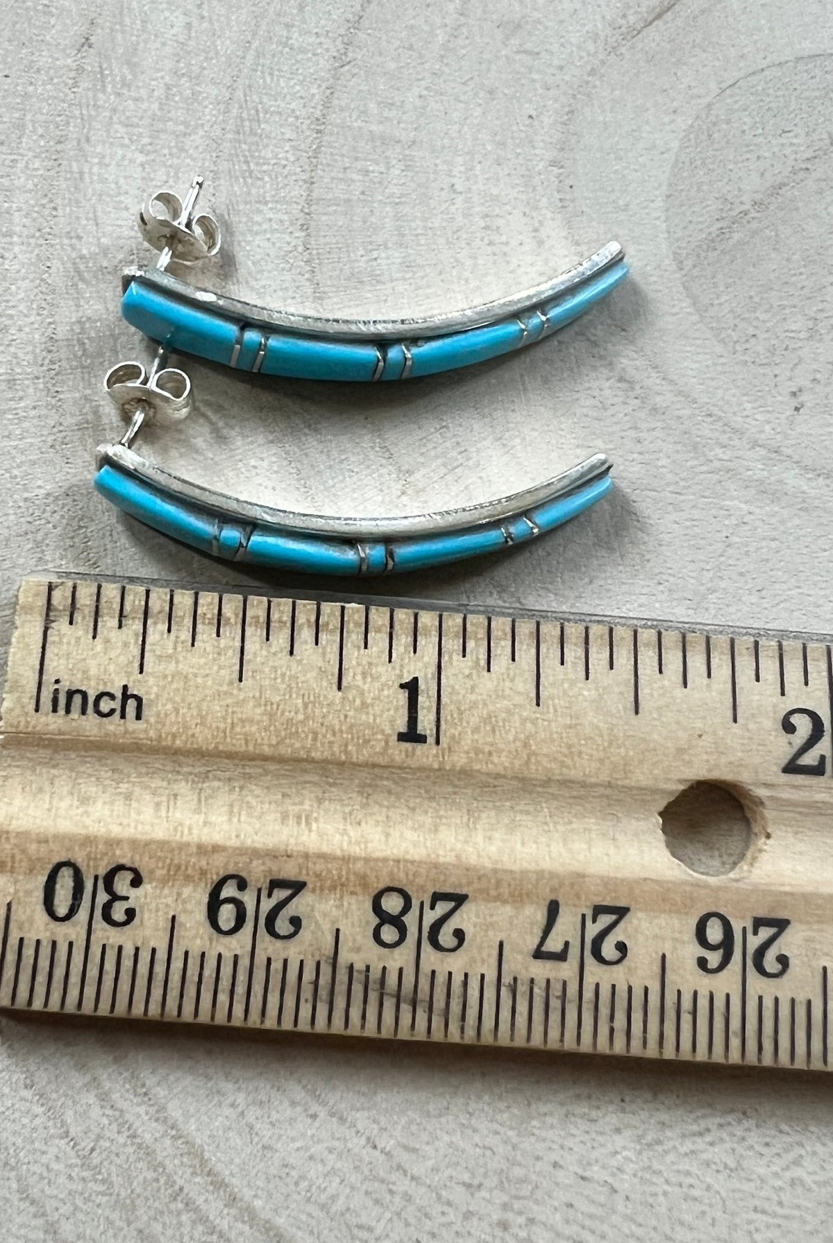 Terrance Panteah Zuni Sterling Silver Turquoise Tapered Earrings — 1 1/2" with 1/4" to 1/8" Taper (TP Hallmark) - Cowhide and Conchos