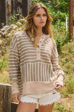 Textured Striped Jacquard Hooded Sweatshirt - Cowhide and Conchos