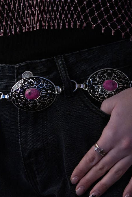 The Miranda Concho Belt - Medium/Large - Cowhide and Conchos