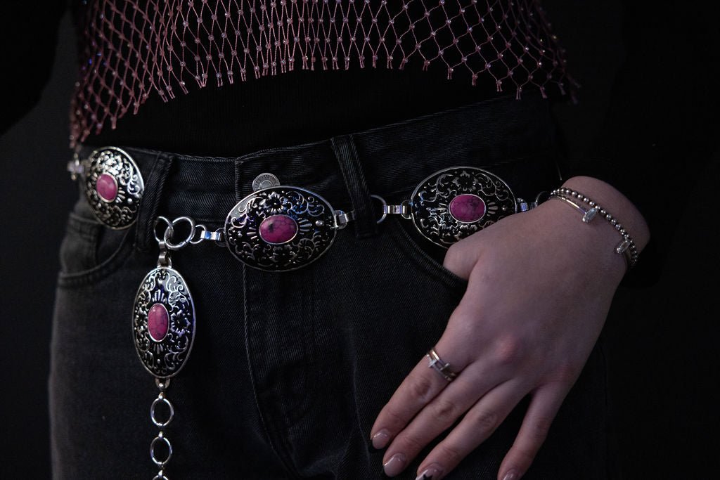 The Miranda Concho Belt - Medium/Large - Cowhide and Conchos
