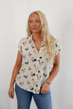 The OG Rooster Button Up Blouse - Cowhide and Conchos