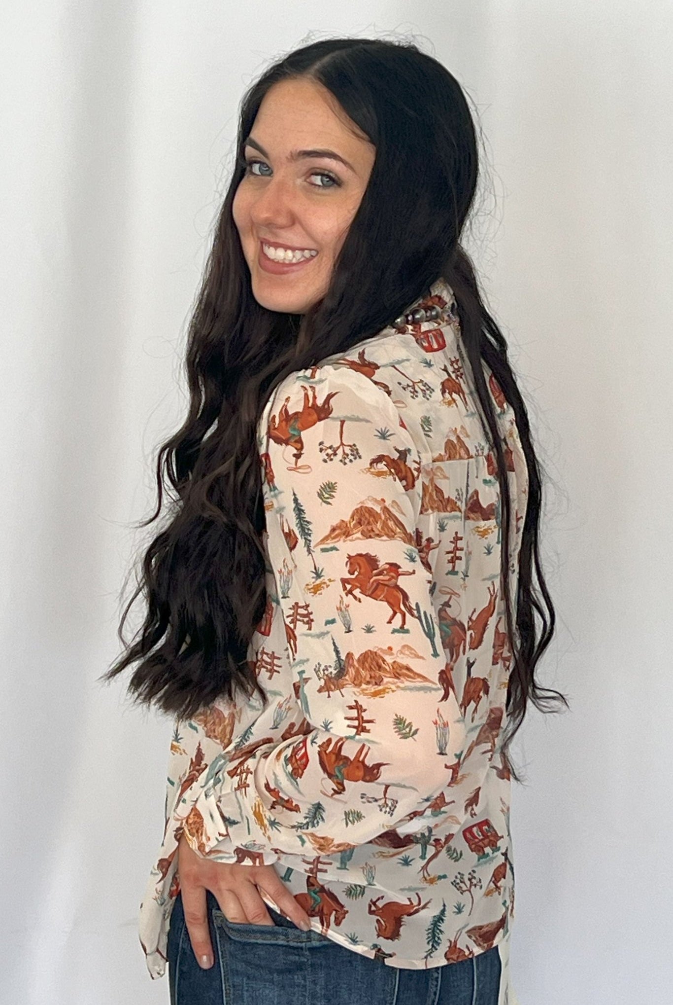 The Old West Blouse - Cowhide and Conchos