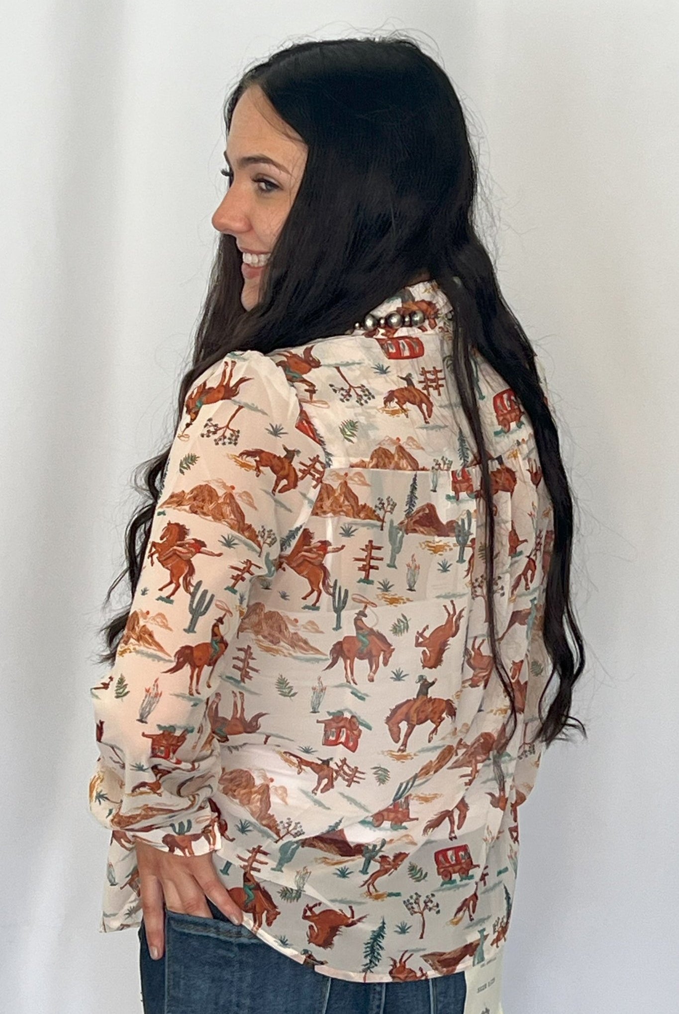 The Old West Blouse - Cowhide and Conchos
