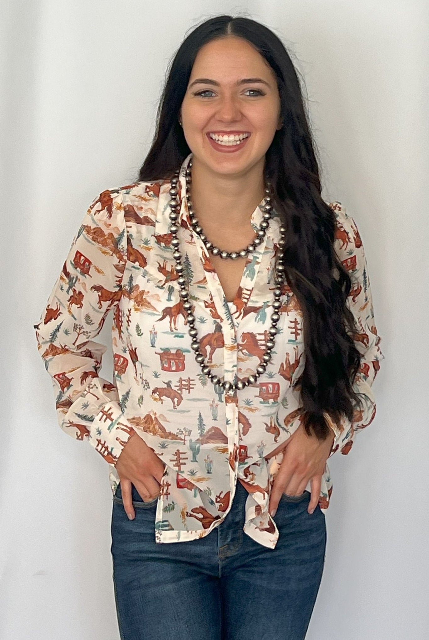 The Old West Blouse - Cowhide and Conchos