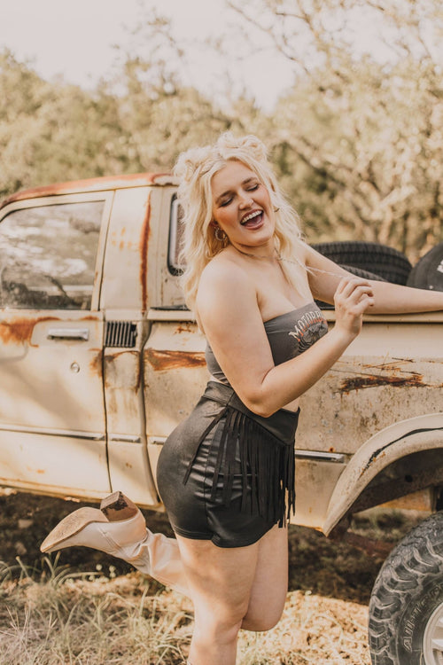 The Round Up Skort by 2 Fly - Large available - Cowhide and Conchos
