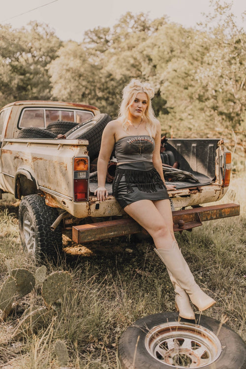 The Round Up Skort by 2 Fly - Large available - Cowhide and Conchos
