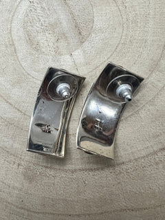 Thomas Charley Sterling Silver Earrings - Cowhide and Conchos