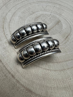 Thomas Charley Sterling Silver Earrings - Cowhide and Conchos