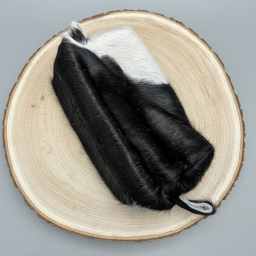 Toiletry Bag - Black and White Hair on Hide - Cowhide and Conchos