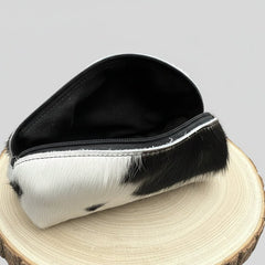 Toiletry Bag - Black and White Hair on Hide - Cowhide and Conchos