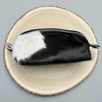 Toiletry Bag - Black and White Hair on Hide - Cowhide and Conchos