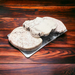 Triple White Turquoise Slab Belt Buckle - Cowhide and Conchos