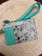 Turquoise & Cowhide Wristlet - Cowhide and Conchos