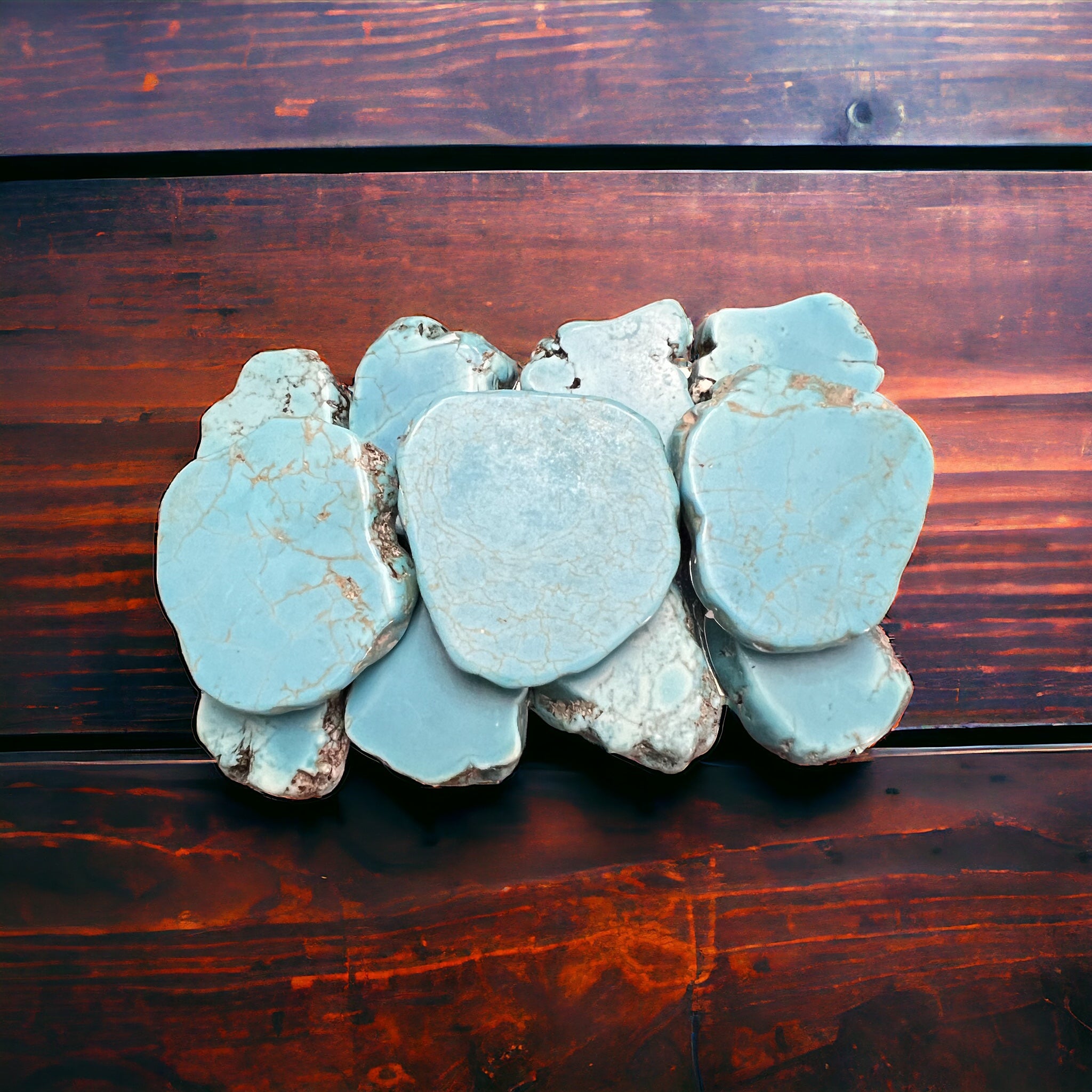 Turquoise Slab Belt Buckle - Medium Size - Cowhide and Conchos
