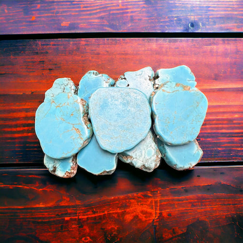 Turquoise Slab Belt Buckle - Medium Size - Cowhide and Conchos