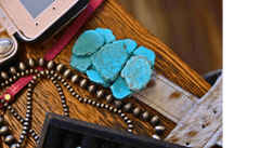 Turquoise Slab Belt Buckle - Medium Size - Cowhide and Conchos