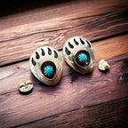Turquoise & Sterling Silver Post Earrings by Leroy Parker - Cowhide and Conchos