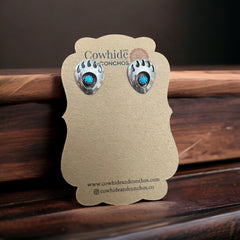Turquoise & Sterling Silver Post Earrings by Leroy Parker - Cowhide and Conchos