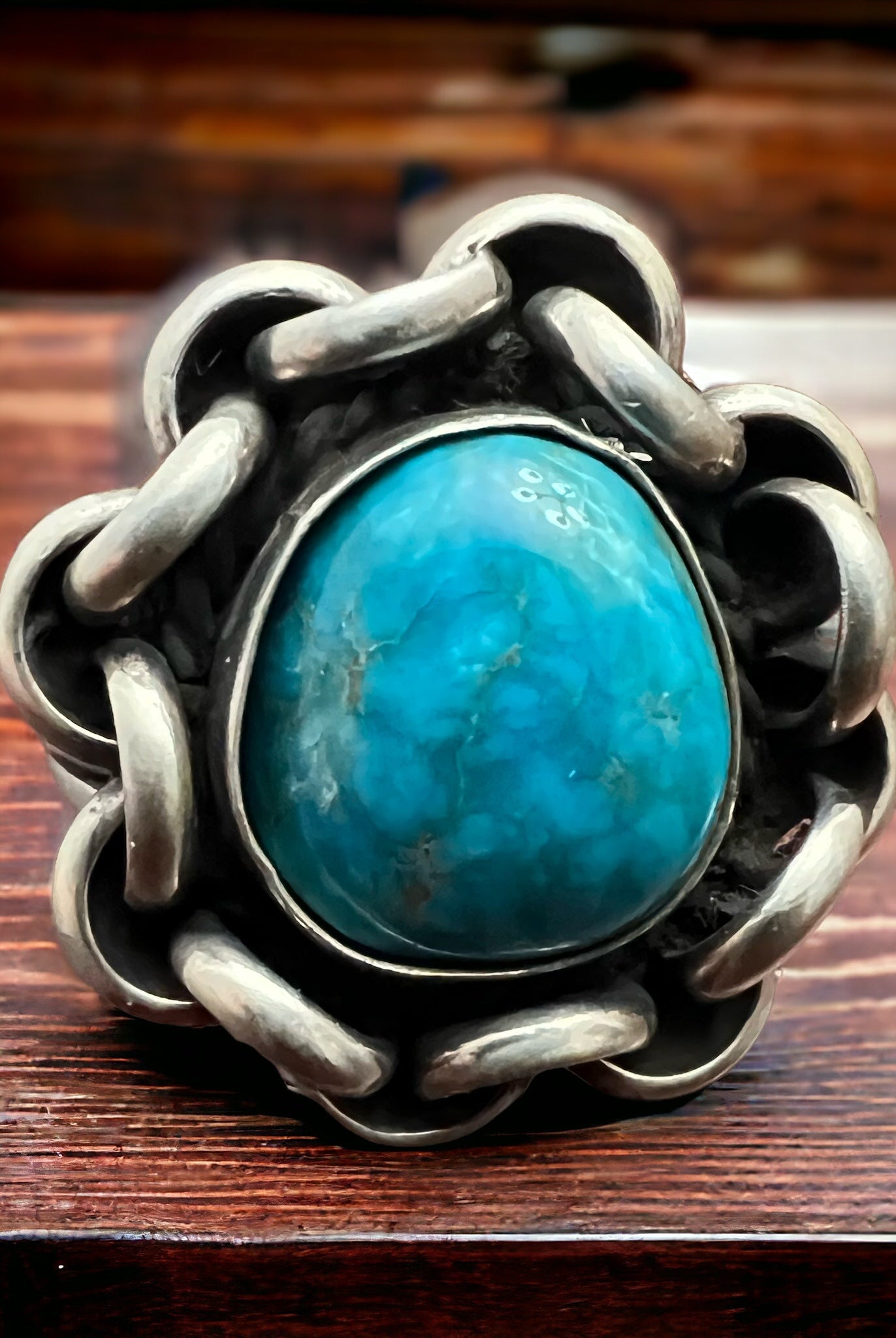 Turquoise with sterling links - Size 11 - Cowhide and Conchos