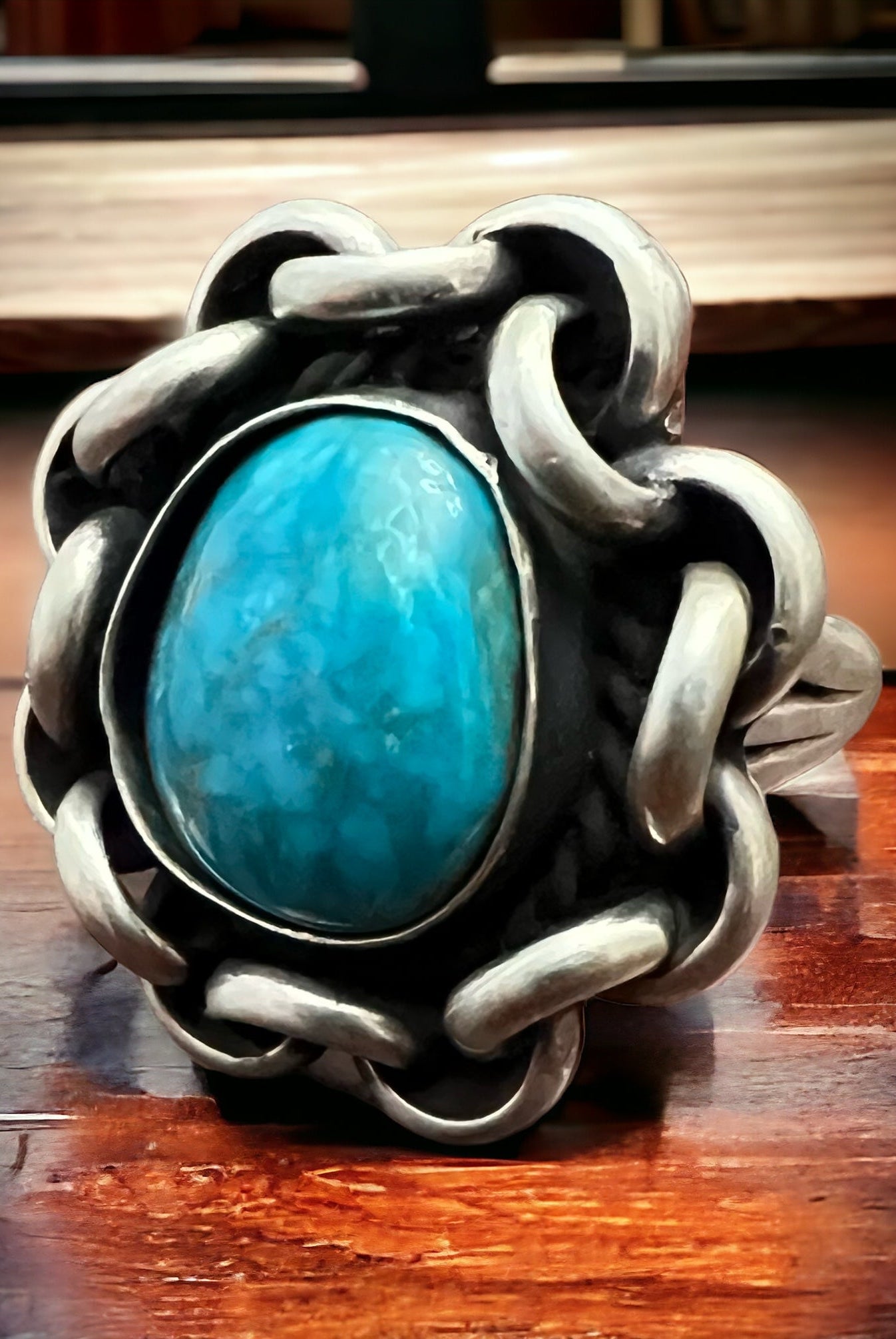 Turquoise with sterling links - Size 11 - Cowhide and Conchos