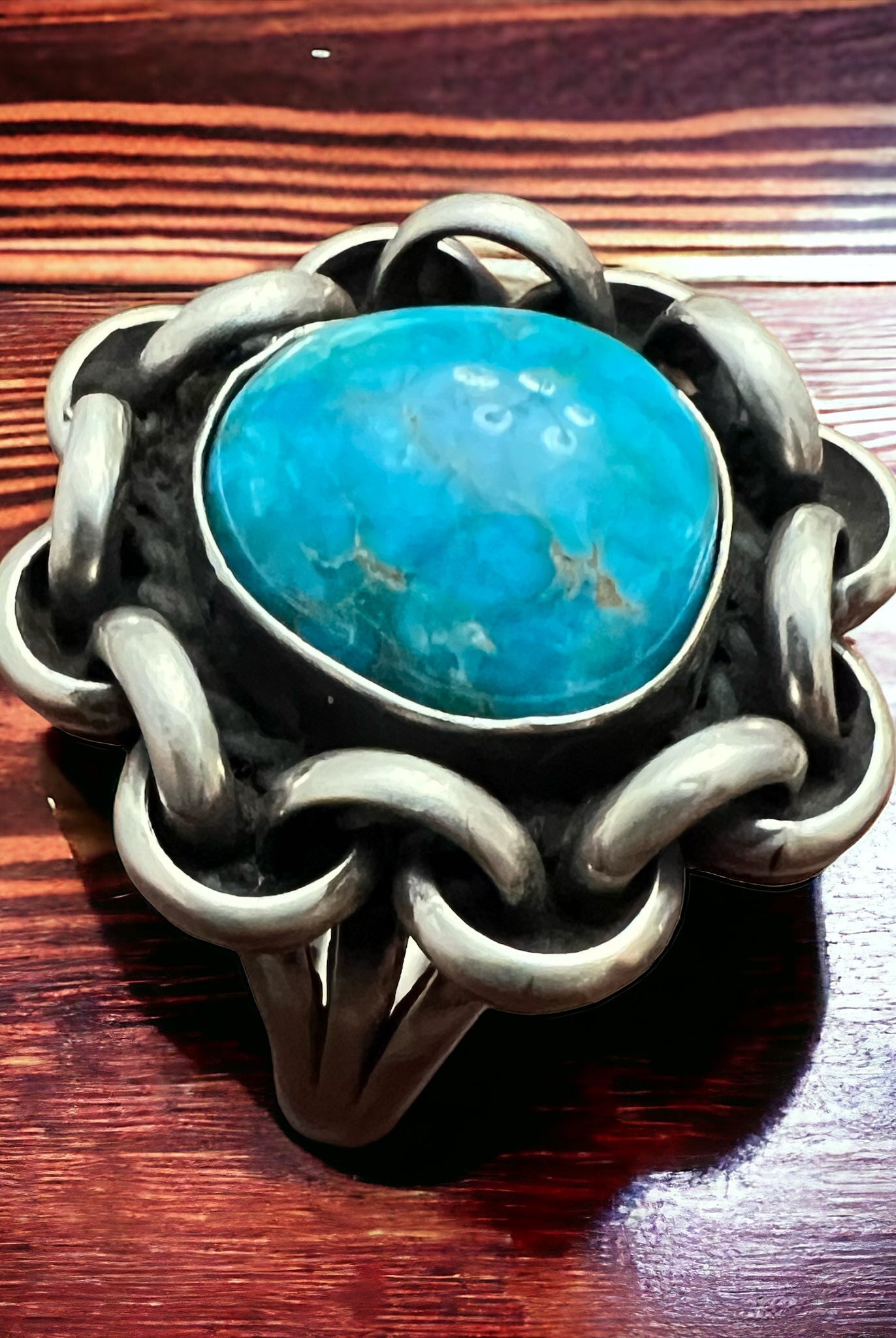 Turquoise with sterling links - Size 11 - Cowhide and Conchos