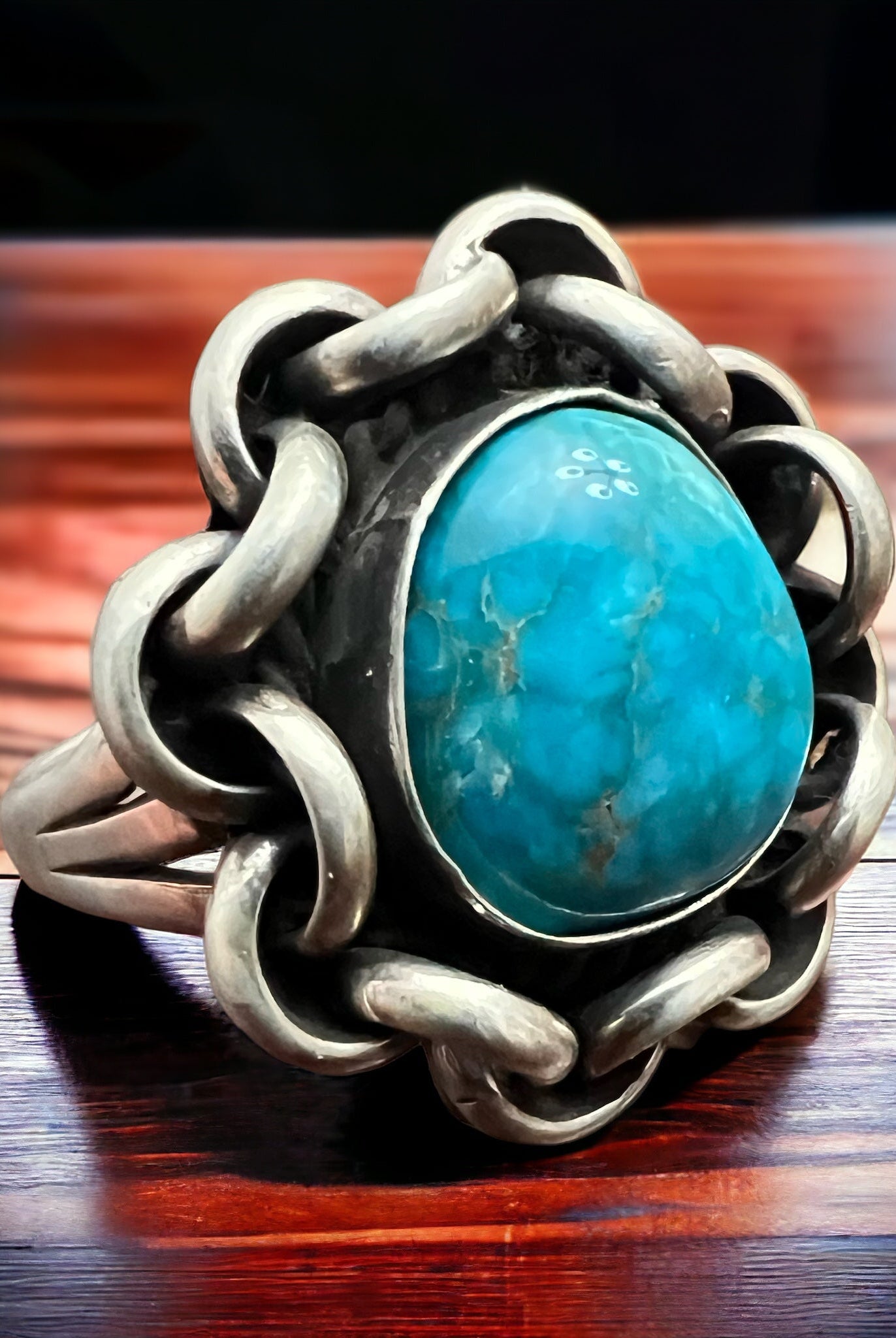 Turquoise with sterling links - Size 11 - Cowhide and Conchos