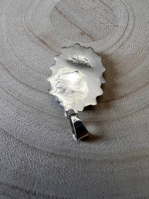 Vera Hallusewa Turquoise & Sterling Silver Pendant - Cowhide and Conchos
