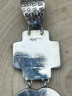 Very Large Bleeding Heart Turquoise Stone Pendant - Cowhide and Conchos