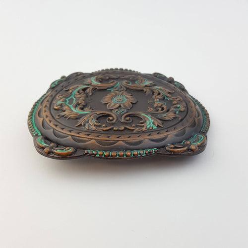 Vintage Brass Floral Buckle - Cowhide and Conchos