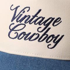 VINTAGE COWBOY Embroidered Star Brim Trucker Hat - Cowhide and Conchos