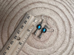 Vintage Squash Blossom and Turquoise Earrings - 1 inch drop - Cowhide and Conchos