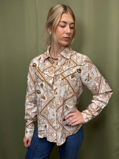 Western Bandana Button - Up Shirt - Cowhide and Conchos