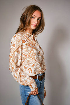 Western Bandana Button - Up Shirt - Cowhide and Conchos