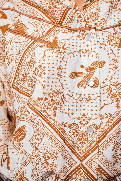 Western Bandana Button - Up Shirt - Cowhide and Conchos