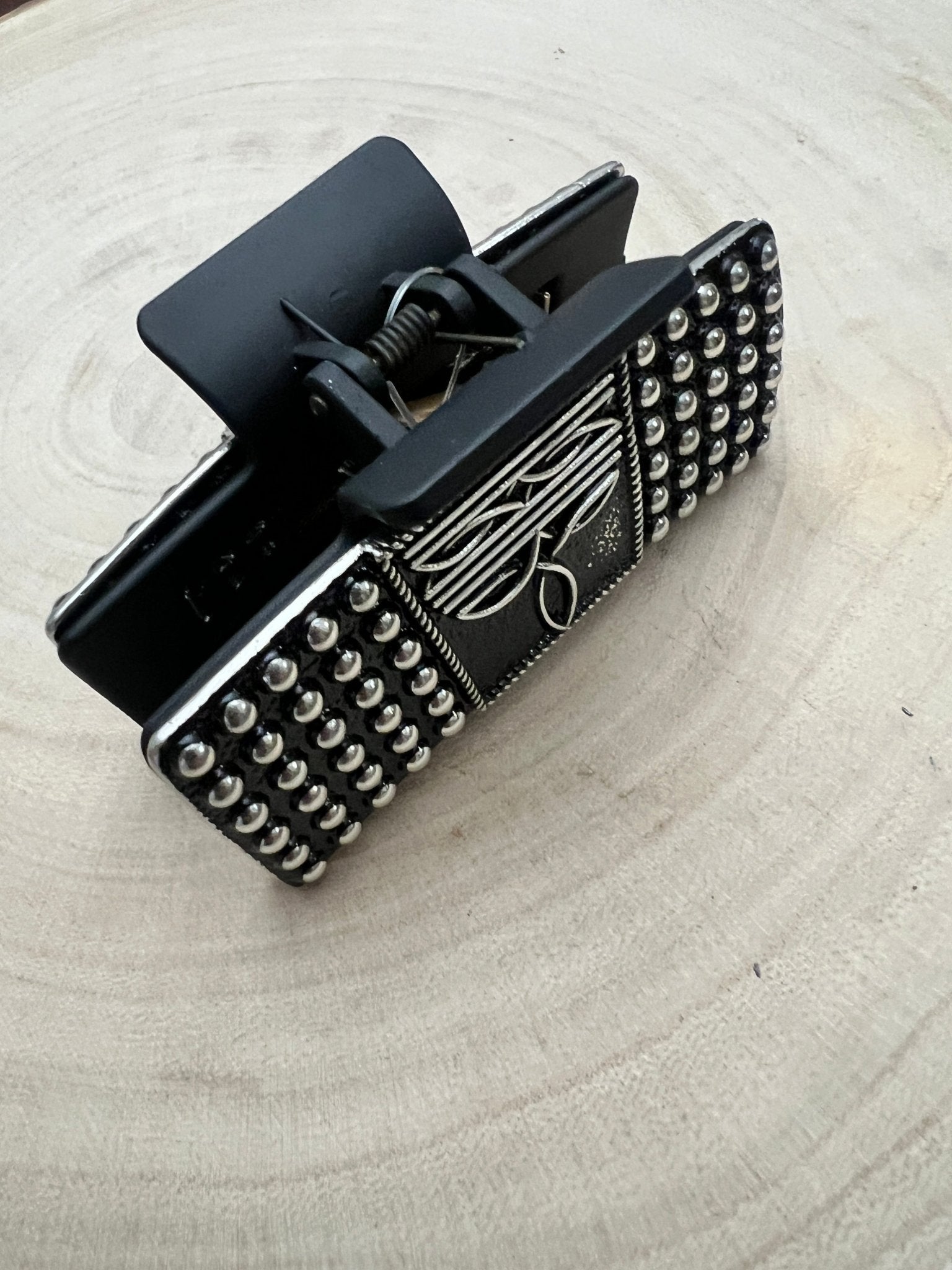 Western Boot Stitch Claw Clip - Cowhide and Conchos