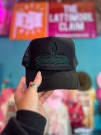 Western Boot Stitch Trucker Cap - Hot pink stitching - Cowhide and Conchos