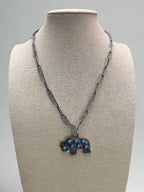 Western Buffalo and Faux Turquoise Necklace - 18 inch + 3 - Cowhide and Conchos