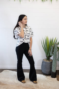 Western Darlin' Blouse - Cowhide and Conchos