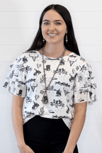 Western Darlin' Blouse - Cowhide and Conchos